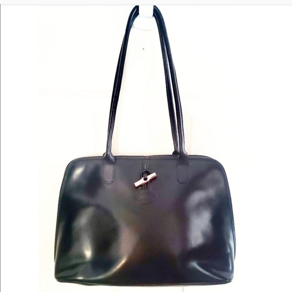 🎉Longchamp Roseau Black Leather Medium Tote🎉